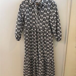 Tahari Black and White Patterned Maxi Dress - Size S
